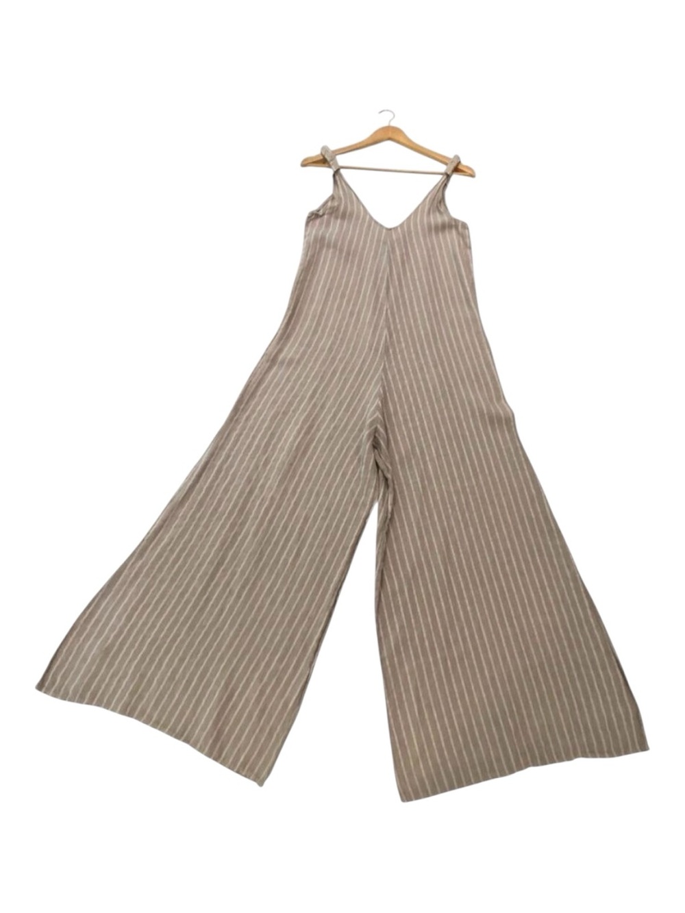 Martina Innocenti Oversized jumpsuit 100% linen wide leg neutral beige tan white